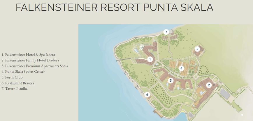 Iadera Falkensteiner hotel & spa - mapa resortu Punta Skala - Petrčane - 101 CK Zemek - Chorvatsko