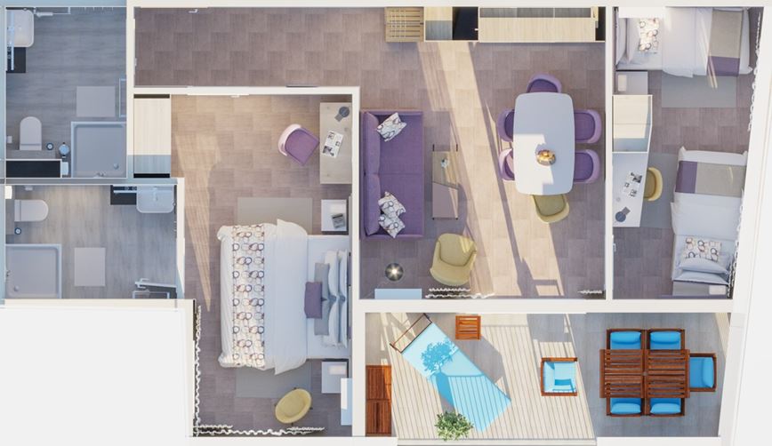 APT 1/4+2 B (apartmán pro 6 osob, balkon)